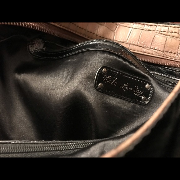 Nice Tan Reptile Textured Black Shine Accent Bag! - Picture 6 of 15